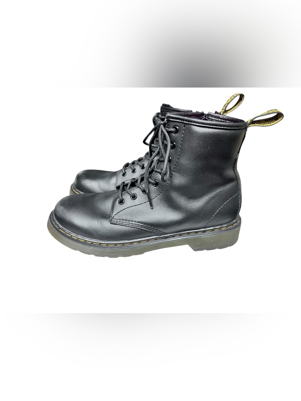 Doc Martens Kids US 4 Air Wair 1460 J Black Combat Boots Side Zip - Picture 2 of 9
